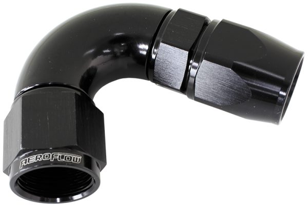 120 DEG -3AN FULL FLOW TEFLON HOSE END BLACK 1 PIECE FULLFLO