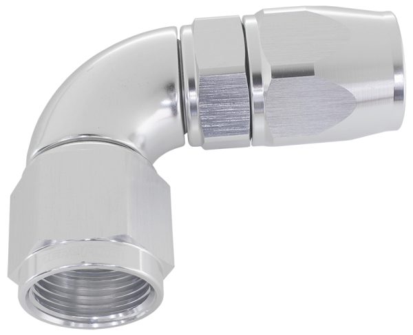 90 DEG -16AN FULL FLOW TEFLON HOSE END SILVER 1 PIECE FULLFL