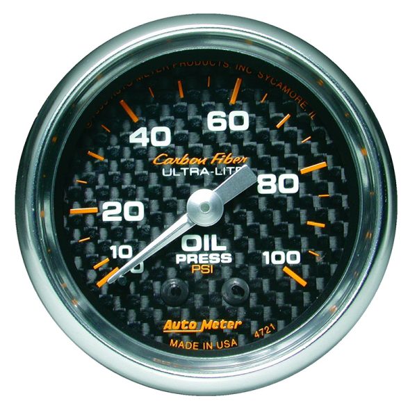 CARBON FIBER 2-1/16 OIL PRESS 0-100PSI, MECHANICAL, 10FT
