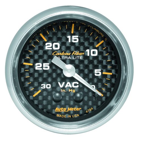 CARBON FIBER 2-1/16 VACUUM    0-30 IN/HG, MECHANICAL, 10FT