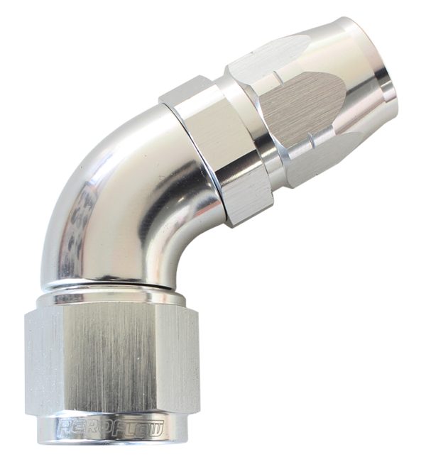 ALLOY 60 DEG HOSE END -6 HOSE TO -8 REDUCER HOSE END SILVER
