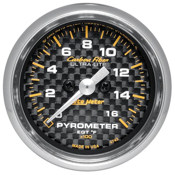 CARBON FIBER 2-1/16 PYROMETER 0-1600°F, FS ELECT, 10' PROBE