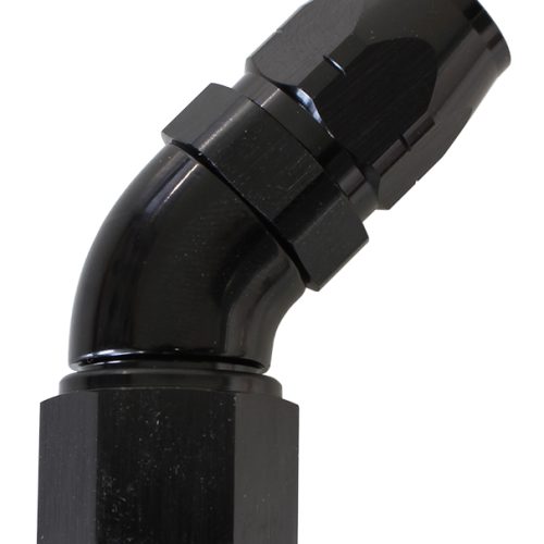 STEPPED 45 DEG HOSEEND -8 HOSETO -10AN REDUCER HOSE END BLAC