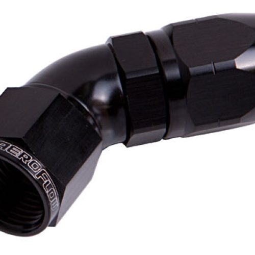 ALLOY 45 DEG HOSE END -10AN   BLACK CUTTER STYLE FULL FLOW