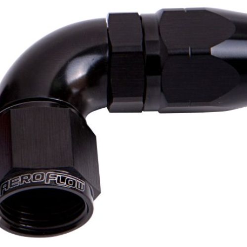 ALLOY 90 DEG HOSE END -8AN    BLACK CUTTER STYLE FULL SWIVEL