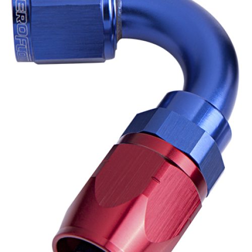 ALLOY 120 DEG HOSE END -8AN   BLUE CUTTER STYLE FULL SWIVEL