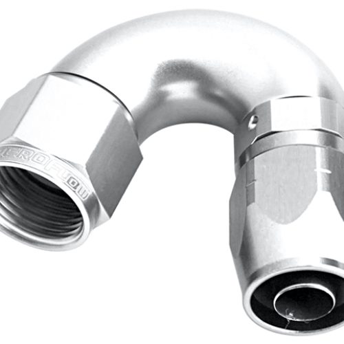 ALLOY 150 DEG HOSE END -6AN   SILVER CUTTER STYLE FULL FLOW