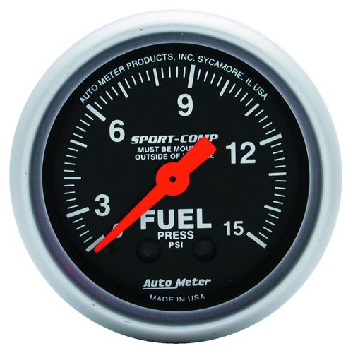 SPORT-COMP 2-1/16″ FUEL PRESS.0-15 PSI, MECHANICAL