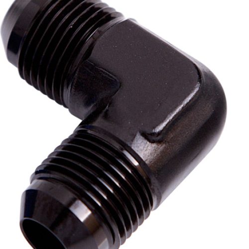 MALE FLARE UNION 90 DEG -6AN  BLACK MALE TO MALE 90 DEG