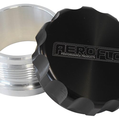 2-1/2″ ALUM WELD BUNG AND CAP RAW WELD ON / BLACK CAP