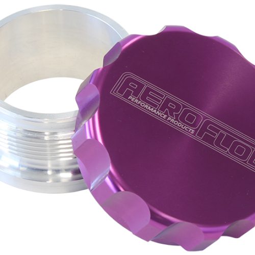 2-1/2″ ALUM WELD BUNG AND CAP RAW WELD ON / PURPLE CAP