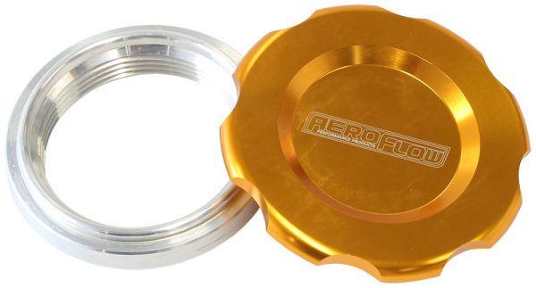 1.5" WELD BUNG AND GOLD CAP   LOW PROFILE FEMALE WELD-ON