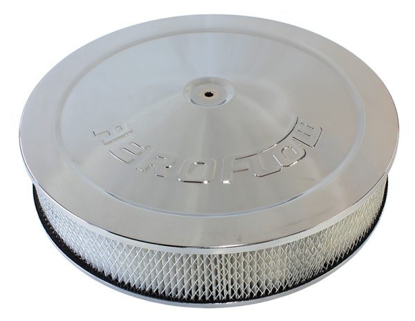 14" X 3"  AIR CLEANER  ASSY   5-1/8" DROPBASE CHROME, PAPER
