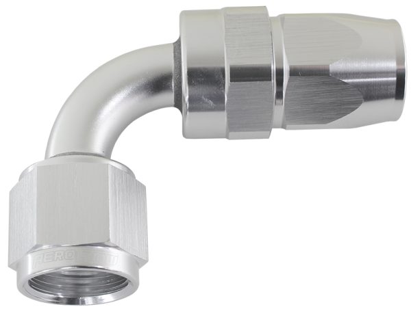 ALLOY 90 DEG HOSE END -12AN   SILVER FULL SWIVEL SUIT TEFLON