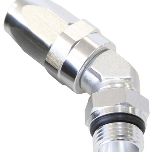 45 Deg -12 Hose to Male -12 Thread Silver