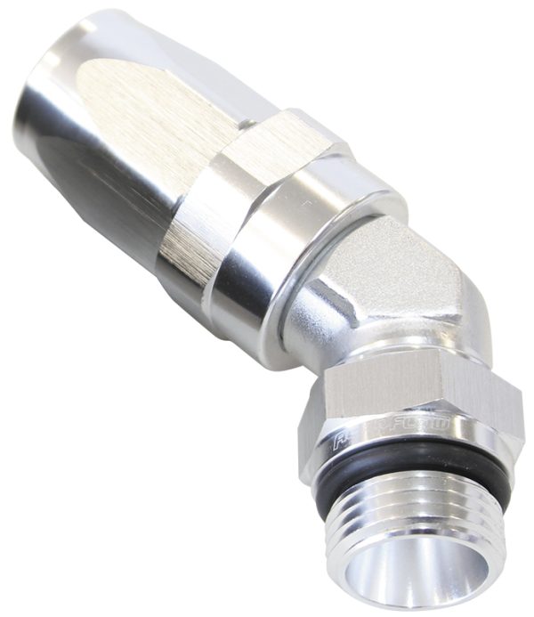 45 Deg -12 Hose to Male -12 Thread Silver