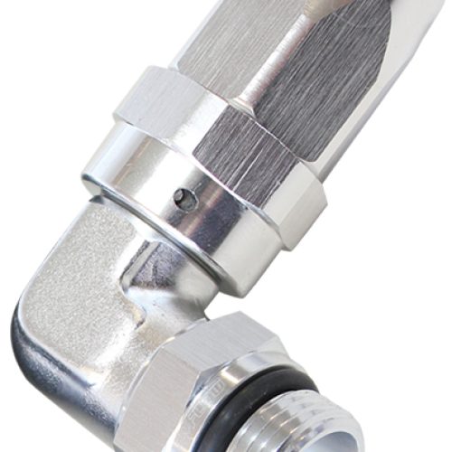 90 Deg -12 Hose to Male -10 Thread Silver
