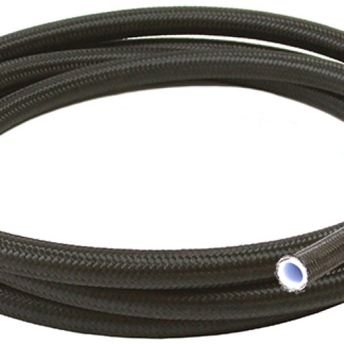 BLACK BRAIDED TEFLON HOSE -6AN6M S/S 8.1mm ID 10.9mm OD