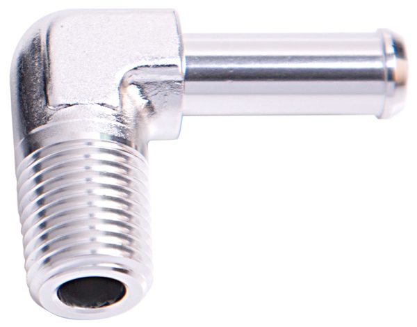 90 DEG 1/2" NPT TO 3/4" BARB  SILVER 90 DEG MALE TO MALE