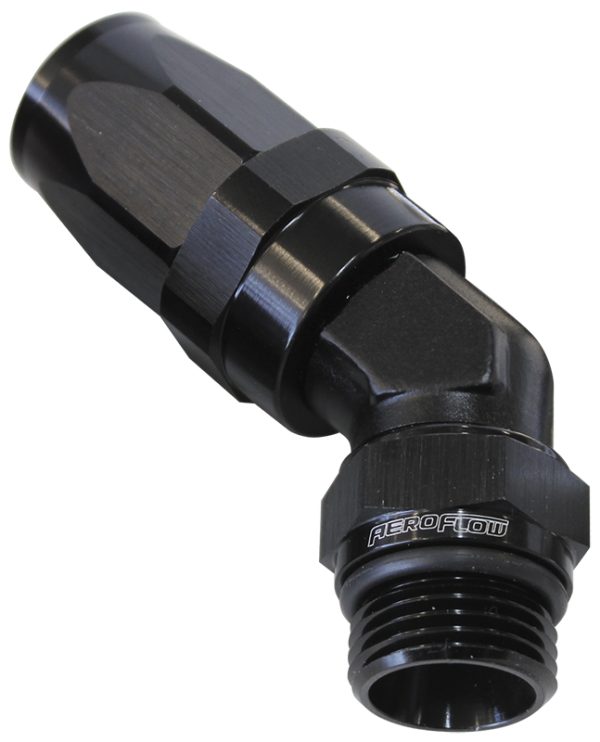 45 DEG -16 ORB TO -12AN HOSE  BLACK SWIVEL