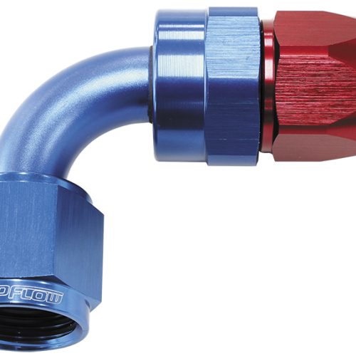 ALLOY 90 DEG HOSE END -6AN    BLUE FULL SWIVEL SUIT TEFLON