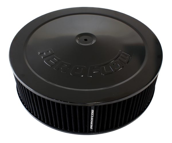 14" X 4"  AIR CLEANER  ASSY   5-1/8" DROPBASE BLACK, COTTON