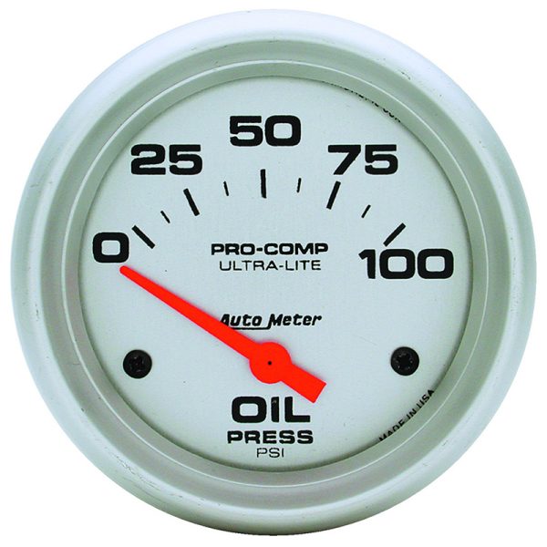 ULTRA-LITE 2-5/8" OIL PRESS   0-100PSI, SHORT SWEEP ELECT