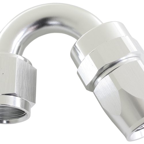 ALLOY 150 DEG HOSE END -10AN  SILVER FULL SWIVEL SUIT TEFLON