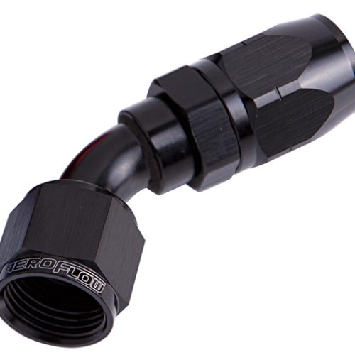 ALLOY 45 DEG HOSE END -12AN   BLACK CUTTER STYLE FULL SWIVEL