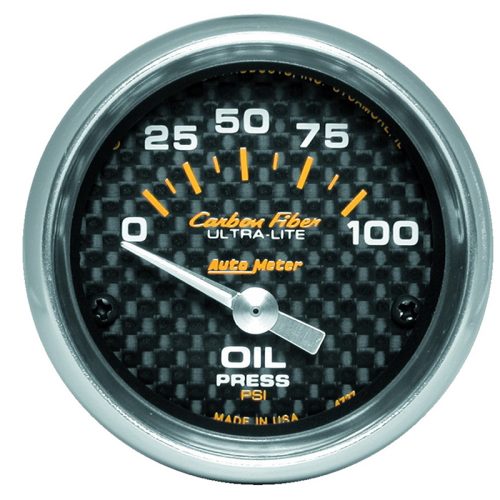 CARBON FIBER 2-1/16 OIL PRESS 0-100PSI, SHORT SWEEP ELECTRIC