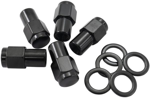 M12 X 1.50mm .750" SHANK      CLOSED WHEEL NUTS BLACK (5)
