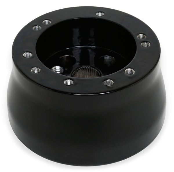 BLACK ALUM 5 & 6 HOLE STEERINGWHEEL ADAPTER. SUIT GM COLUMN