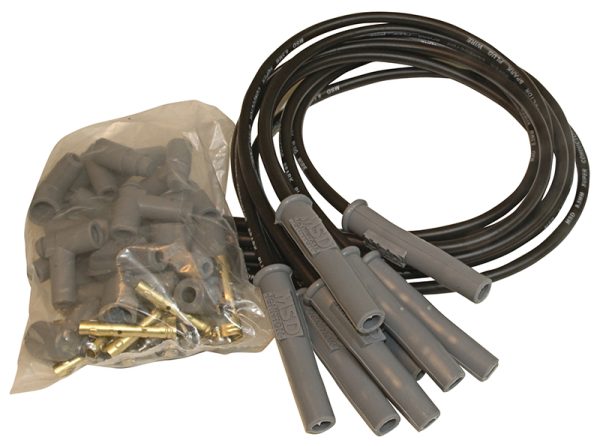 UNIVERSAL BLACK STRAIGHT SPARKPLUG LEADS POINTS & HEI SUPER
