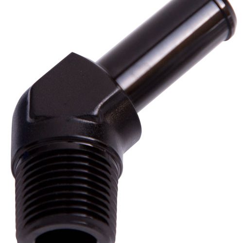 45 DEG 1/2″ NPT TO 5/8″ BARB  BLACK 45 DEG MALE TO MALE