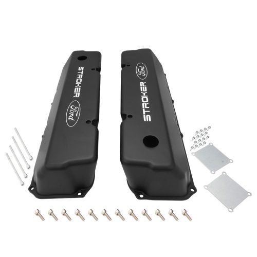 Tall Cast Aluminium, Black, Stroker Ford Logo, Small Block For Ford 302, 351C, Pair