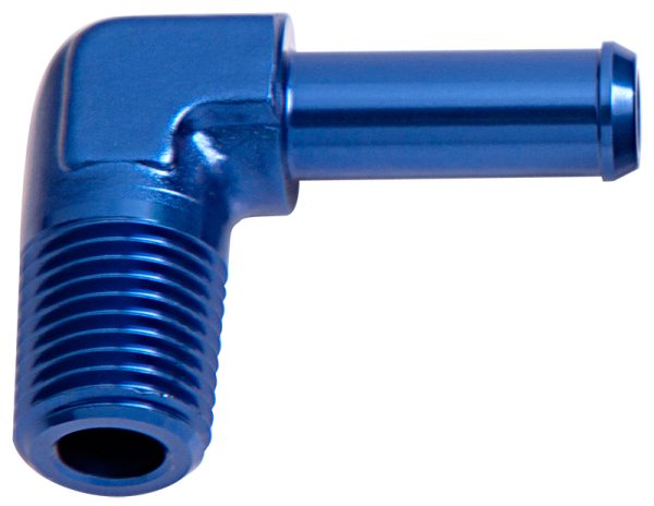 90 DEG 3/8" NPT TO 5/8" BARB  BLUE MALE TO MALE