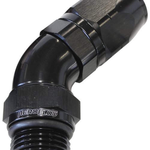 MALE HOSE END -4ORB to -6 HOSEFULL FLOW BILLET 45 DEG