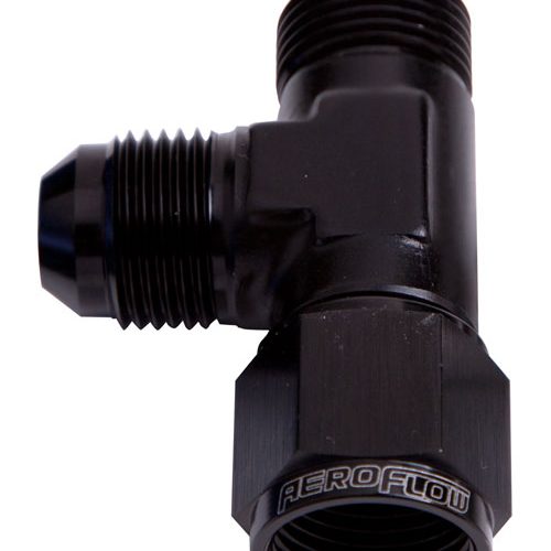 TEE -6AN FEMALE SWIVEL ON RUN BLACK SWIVEL NUT