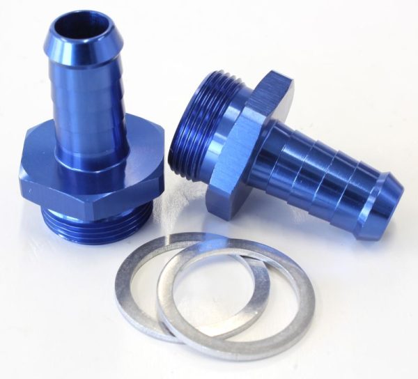 HOLLEY INLET FITTING 1/2" BARBBLUE 7/8" X 20 TO 3/8" BARB