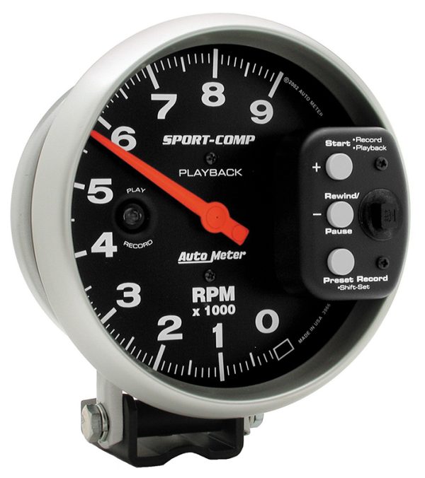 SPORT-COMP 5" TACHO 9,000RPM  PEDESTAL MOUNT, PLAYBACK