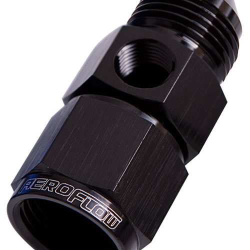 STRAIGHT FEMALE – MALE -6AN   BLACK WITH 1/8″ NPT PORT