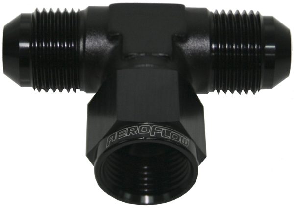 AN TEE -8AN FEMALE NUT        BLACK SWIVEL NUT ON SIDE