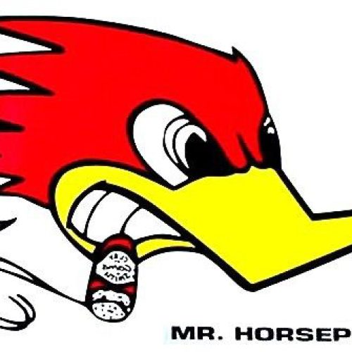 CLAY SMITH STICKER LG( RIGHT )MR HORSEPOWER 6-1/2 X 11″