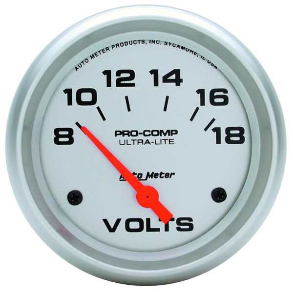 ULTRA-LITE 2-5/8" VOLTMETER   8-18 VOLTS, SHORT SWEEP ELECT.