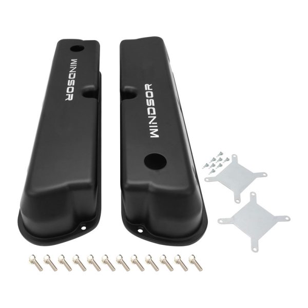 Tall Cast Aluminium, Black, For Ford Logo, Small Block Ford Windsor 289, 302, 351W, Pair