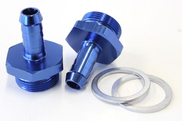 HOLLEY INLET FITTING 3/8" BARBBLUE 7/8" X 20 TO 3/8"  BARB