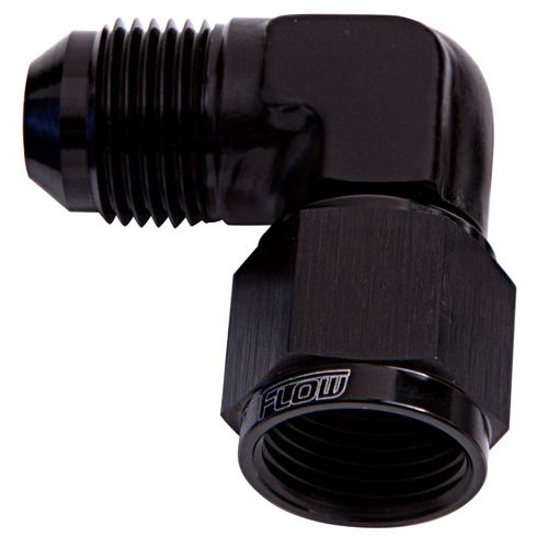 90 DEG FEMALE – MALE -3AN     BLACK SWIVEL NUT