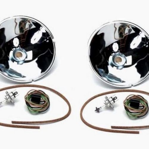 1932 HALOGEN REFLECTOR KIT    H4 BULBS BRASS DIE STAMPED PR