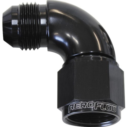 90 DEG FEMALE – MALE -4AN     BLACK FULL FLOW