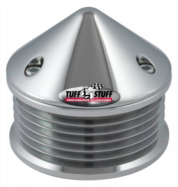 6 GROOVE ALTERNATOR PULLEY    POLISHED W/ BULLET NOSE COVER